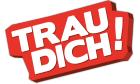 Logo der BIÖG-Kampagne. Der Schriftzug -Trau dich!- in weißer Schrift auf einem roten, hervorgehobenen Hintergrund